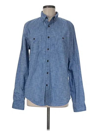 Pre-owned Express Long Sleeve Button Down Shirt In Blue