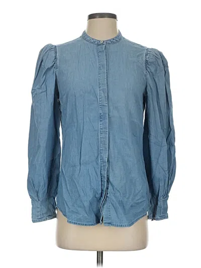Pre-owned Express Long Sleeve Button Down Shirt In Blue