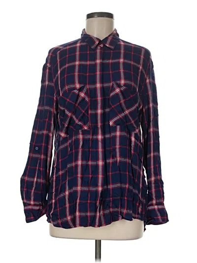 Pre-owned Express Long Sleeve Button Down Shirt In Blue