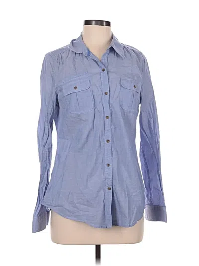 Pre-owned Express Long Sleeve Button Down Shirt In Blue