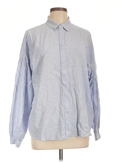 Pre-owned Express Long Sleeve Button Down Shirt In Blue