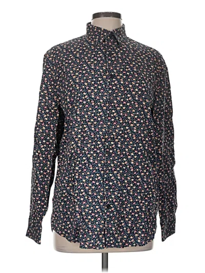 Pre-owned Express Long Sleeve Button Down Shirt In Blue
