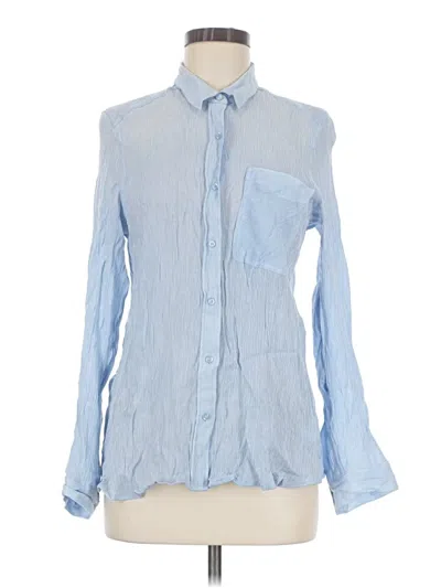 Pre-owned Express Long Sleeve Button Down Shirt In Blue