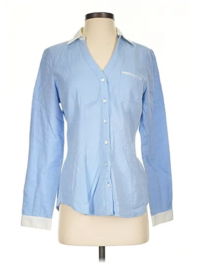 Pre-owned Express Long Sleeve Button Down Shirt In Blue