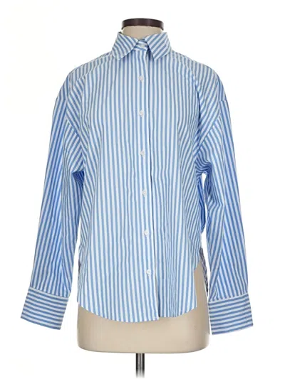 Pre-owned Express Long Sleeve Button Down Shirt In Blue