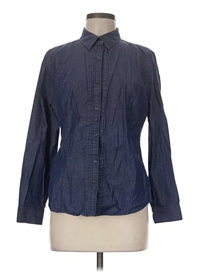 Pre-owned Express Long Sleeve Button Down Shirt In Blue