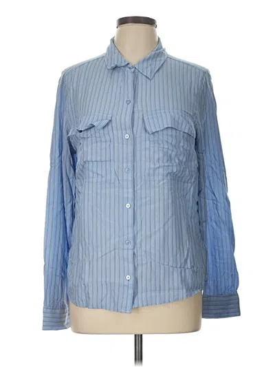 Pre-owned Express Long Sleeve Button Down Shirt In Blue