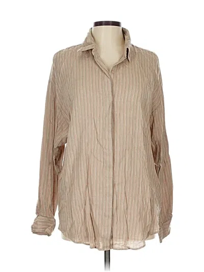 Pre-owned Express Long Sleeve Button Down Shirt In Brown