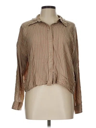 Pre-owned Express Long Sleeve Button Down Shirt In Brown