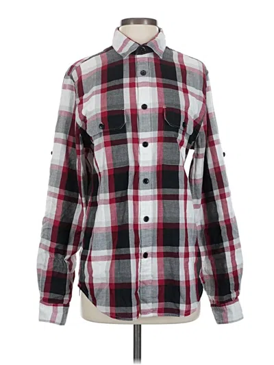 Pre-owned Express Long Sleeve Button Down Shirt In Burgundy