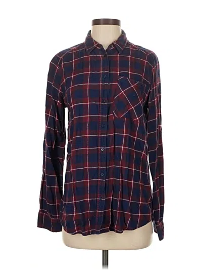 Pre-owned Express Long Sleeve Button Down Shirt In Burgundy
