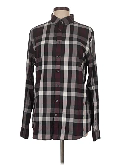 Pre-owned Express Long Sleeve Button Down Shirt In Burgundy