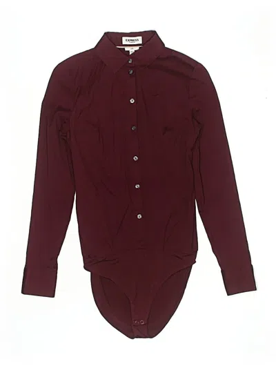Pre-owned Express Long Sleeve Button Down Shirt In Burgundy