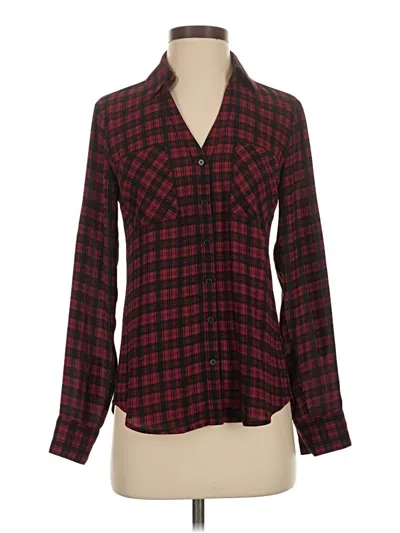 Pre-owned Express Long Sleeve Button Down Shirt In Burgundy