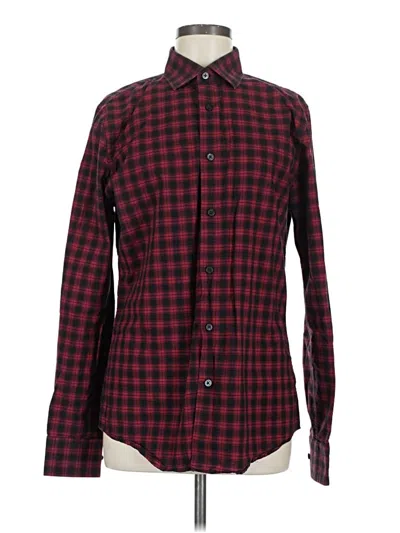 Pre-owned Express Long Sleeve Button Down Shirt In Burgundy