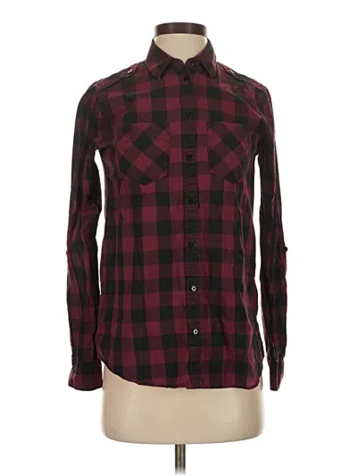 Pre-owned Express Long Sleeve Button Down Shirt In Burgundy