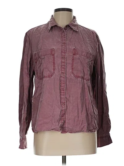 Pre-owned Express Long Sleeve Button Down Shirt In Burgundy