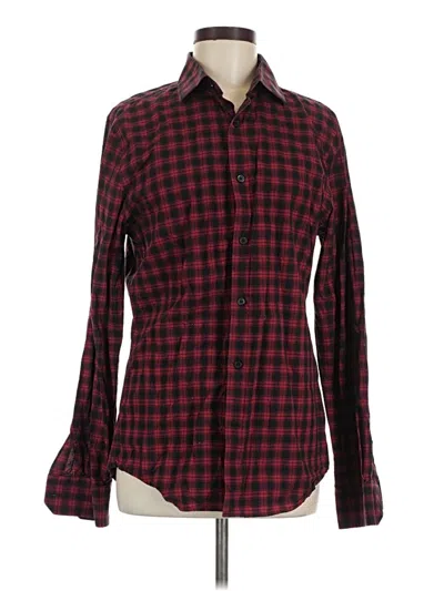 Pre-owned Express Long Sleeve Button Down Shirt In Burgundy