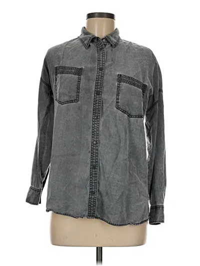Pre-owned Express Long Sleeve Button Down Shirt In Gray