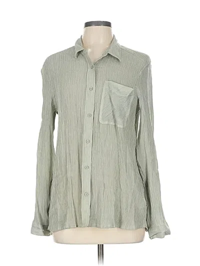 Pre-owned Express Long Sleeve Button Down Shirt In Green