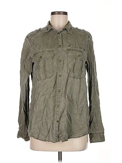 Pre-owned Express Long Sleeve Button Down Shirt In Green