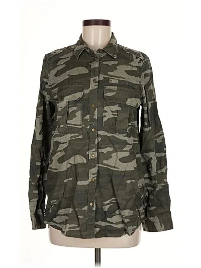 Pre-owned Express Long Sleeve Button Down Shirt In Green