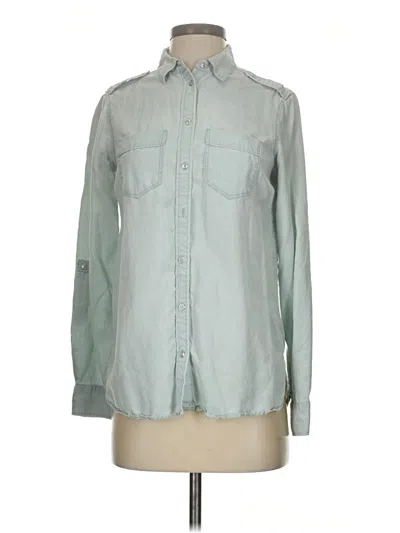Pre-owned Express Long Sleeve Button Down Shirt In Green