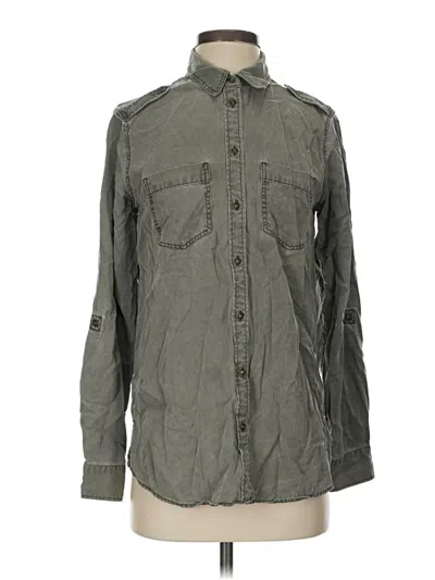 Pre-owned Express Long Sleeve Button Down Shirt In Green