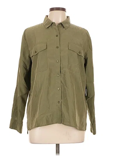 Pre-owned Express Long Sleeve Button Down Shirt In Green