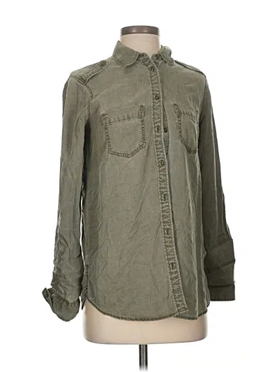 Pre-owned Express Long Sleeve Button Down Shirt In Green