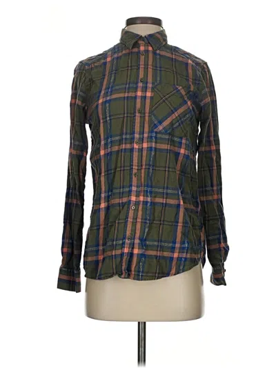 Pre-owned Express Long Sleeve Button Down Shirt In Green