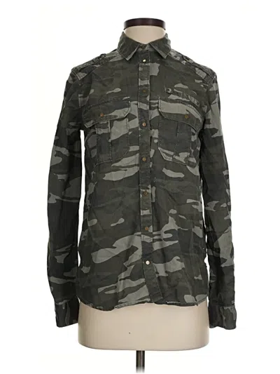 Pre-owned Express Long Sleeve Button Down Shirt In Green