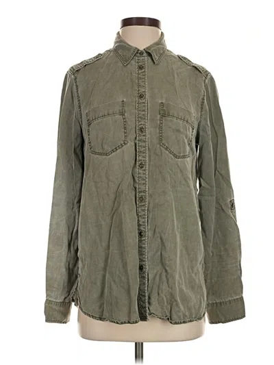 Pre-owned Express Long Sleeve Button Down Shirt In Green