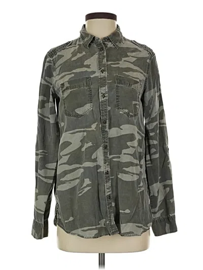 Pre-owned Express Long Sleeve Button Down Shirt In Green