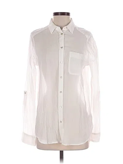 Pre-owned Express Long Sleeve Button Down Shirt In Ivory