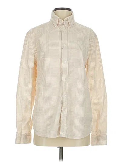 Pre-owned Express Long Sleeve Button Down Shirt In Ivory