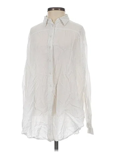 Pre-owned Express Long Sleeve Button Down Shirt In Ivory