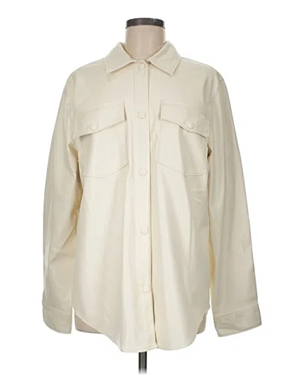 Pre-owned Express Long Sleeve Button Down Shirt In Ivory