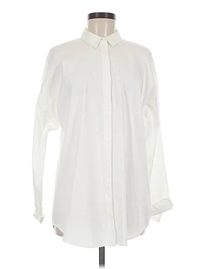 Pre-owned Express Long Sleeve Button Down Shirt In Ivory