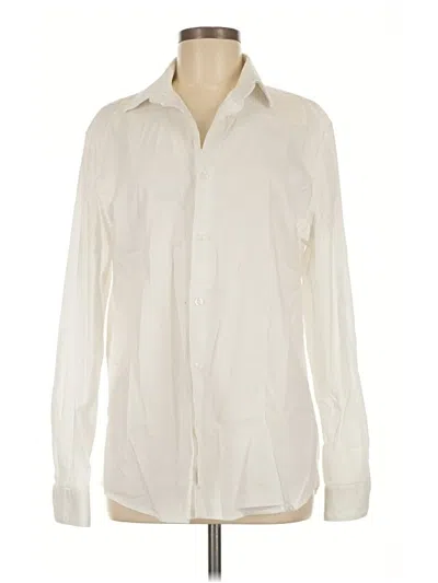 Pre-owned Express Long Sleeve Button Down Shirt In Ivory