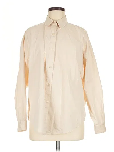 Pre-owned Express Long Sleeve Button Down Shirt In Ivory