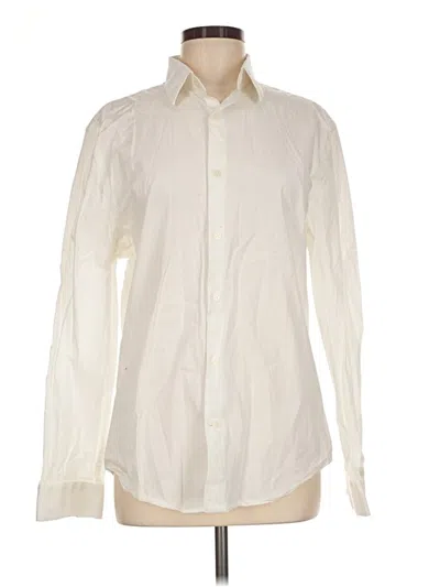 Pre-owned Express Long Sleeve Button Down Shirt In Ivory