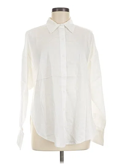 Pre-owned Express Long Sleeve Button Down Shirt In White