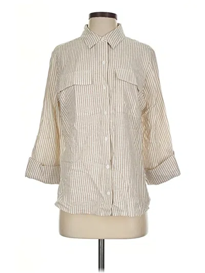 Express Long Sleeve Button Down Shirt In Neutral