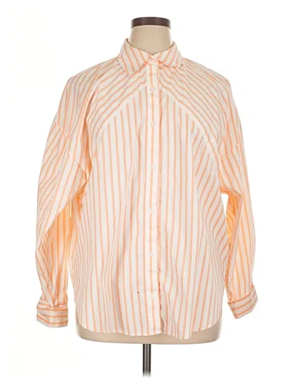 Pre-owned Express Long Sleeve Button Down Shirt In Orange