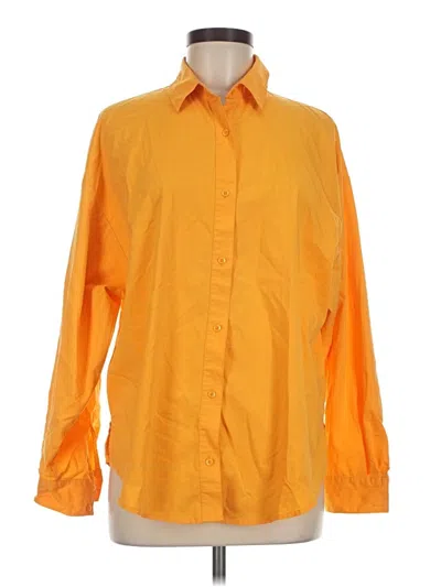 Pre-owned Express Long Sleeve Button Down Shirt In Orange
