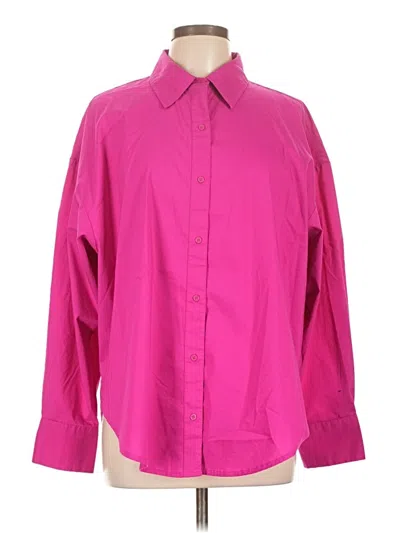 Pre-owned Express Long Sleeve Button Down Shirt In Pink