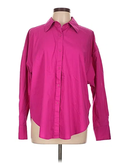 Pre-owned Express Long Sleeve Button Down Shirt In Pink