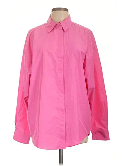 Express Long Sleeve Button Down Shirt In Pink