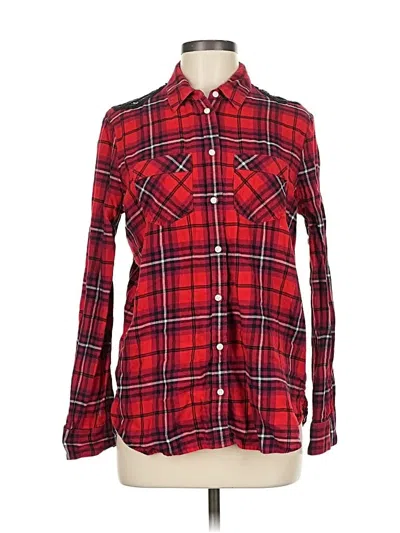 Pre-owned Express Long Sleeve Button Down Shirt In Red